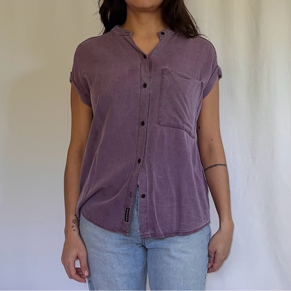Calvin Klein Purple Button-Up Top